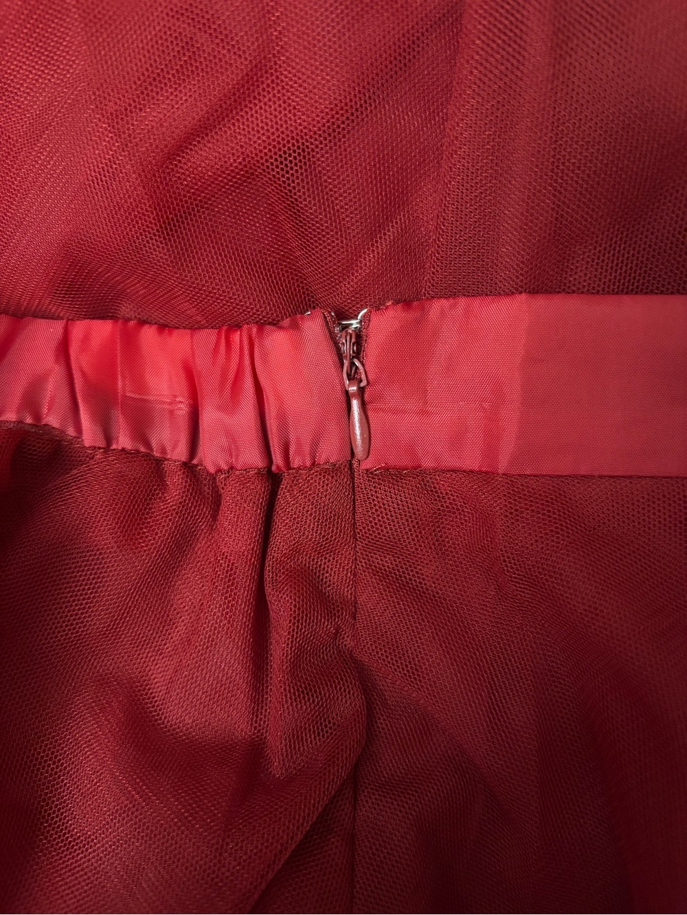 NWT Elegant Burgundy Tulle Skater Skirt with Satin Waistband Satin Lined Mini - Picture 6 of 8